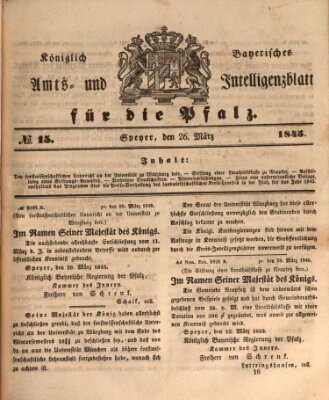 Königlich bayerisches Amts- und Intelligenzblatt für die Pfalz Mittwoch 26. März 1845