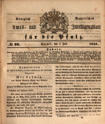 Königlich bayerisches Amts- und Intelligenzblatt für die Pfalz Donnerstag 3. Juli 1845