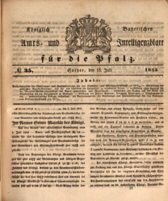 Königlich bayerisches Amts- und Intelligenzblatt für die Pfalz Freitag 18. Juli 1845