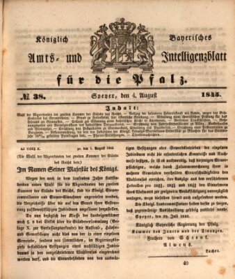 Königlich bayerisches Amts- und Intelligenzblatt für die Pfalz Montag 4. August 1845