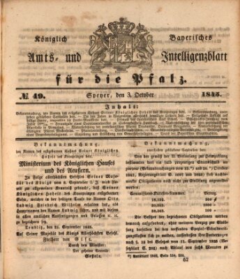 Königlich bayerisches Amts- und Intelligenzblatt für die Pfalz Freitag 3. Oktober 1845