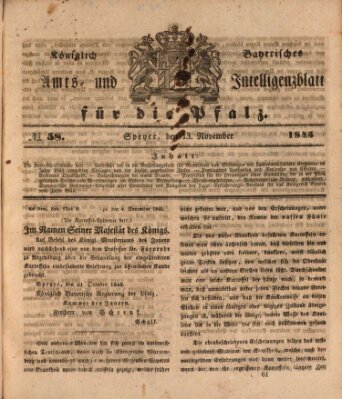 Königlich bayerisches Amts- und Intelligenzblatt für die Pfalz Donnerstag 13. November 1845