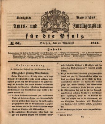 Königlich bayerisches Amts- und Intelligenzblatt für die Pfalz Montag 24. November 1845