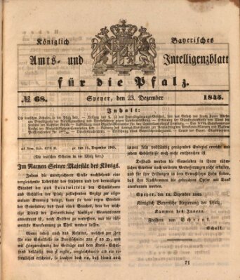 Königlich bayerisches Amts- und Intelligenzblatt für die Pfalz Dienstag 23. Dezember 1845