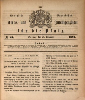 Königlich bayerisches Amts- und Intelligenzblatt für die Pfalz Freitag 21. Dezember 1849