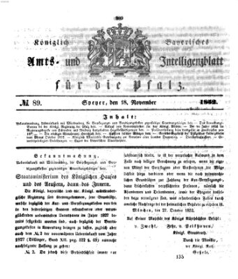 Königlich bayerisches Amts- und Intelligenzblatt für die Pfalz Donnerstag 18. November 1852