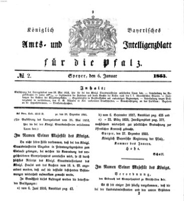 Königlich bayerisches Amts- und Intelligenzblatt für die Pfalz Donnerstag 6. Januar 1853