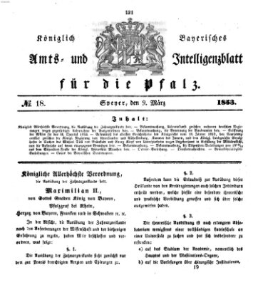 Königlich bayerisches Amts- und Intelligenzblatt für die Pfalz Mittwoch 9. März 1853