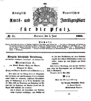 Königlich bayerisches Amts- und Intelligenzblatt für die Pfalz Freitag 3. Juni 1853