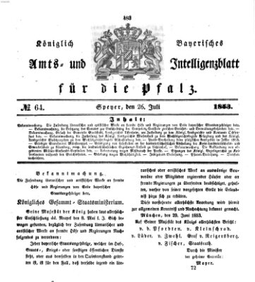 Königlich bayerisches Amts- und Intelligenzblatt für die Pfalz Dienstag 26. Juli 1853