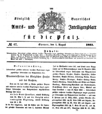 Königlich bayerisches Amts- und Intelligenzblatt für die Pfalz Dienstag 9. August 1853