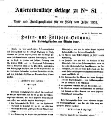 Königlich bayerisches Amts- und Intelligenzblatt für die Pfalz Samstag 24. September 1853