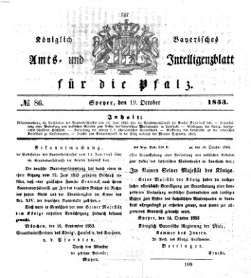 Königlich bayerisches Amts- und Intelligenzblatt für die Pfalz Mittwoch 19. Oktober 1853