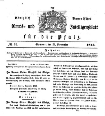 Königlich bayerisches Amts- und Intelligenzblatt für die Pfalz Montag 21. November 1853