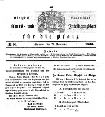 Königlich bayerisches Amts- und Intelligenzblatt für die Pfalz Donnerstag 24. November 1853