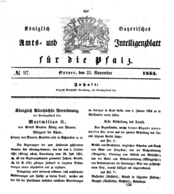 Königlich bayerisches Amts- und Intelligenzblatt für die Pfalz Freitag 25. November 1853