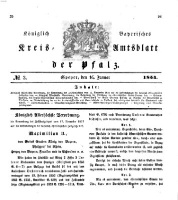 Königlich-bayerisches Kreis-Amtsblatt der Pfalz (Königlich bayerisches Amts- und Intelligenzblatt für die Pfalz) Montag 16. Januar 1854