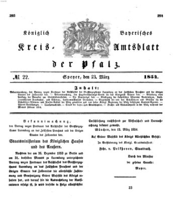 Königlich-bayerisches Kreis-Amtsblatt der Pfalz (Königlich bayerisches Amts- und Intelligenzblatt für die Pfalz) Donnerstag 23. März 1854