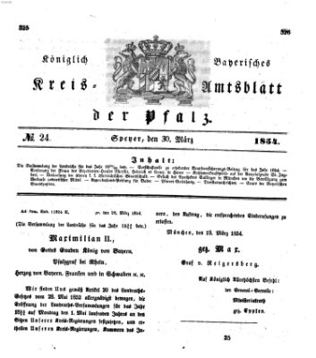 Königlich-bayerisches Kreis-Amtsblatt der Pfalz (Königlich bayerisches Amts- und Intelligenzblatt für die Pfalz) Donnerstag 30. März 1854