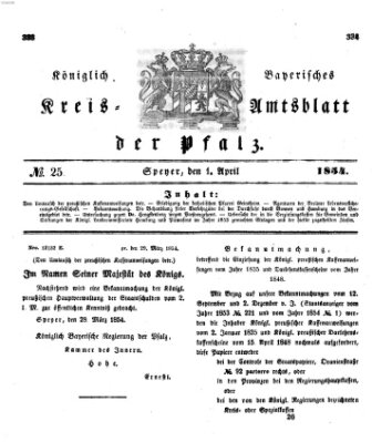 Königlich-bayerisches Kreis-Amtsblatt der Pfalz (Königlich bayerisches Amts- und Intelligenzblatt für die Pfalz) Samstag 1. April 1854