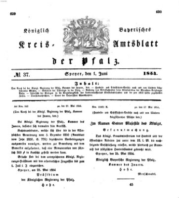 Königlich-bayerisches Kreis-Amtsblatt der Pfalz (Königlich bayerisches Amts- und Intelligenzblatt für die Pfalz) Donnerstag 1. Juni 1854