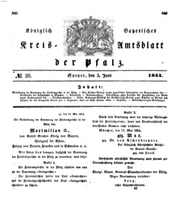 Königlich-bayerisches Kreis-Amtsblatt der Pfalz (Königlich bayerisches Amts- und Intelligenzblatt für die Pfalz) Samstag 3. Juni 1854