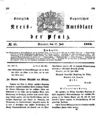 Königlich-bayerisches Kreis-Amtsblatt der Pfalz (Königlich bayerisches Amts- und Intelligenzblatt für die Pfalz) Montag 17. Juli 1854