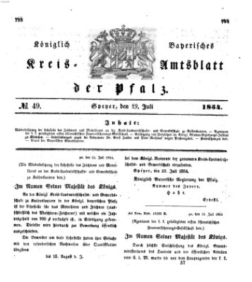 Königlich-bayerisches Kreis-Amtsblatt der Pfalz (Königlich bayerisches Amts- und Intelligenzblatt für die Pfalz) Mittwoch 19. Juli 1854