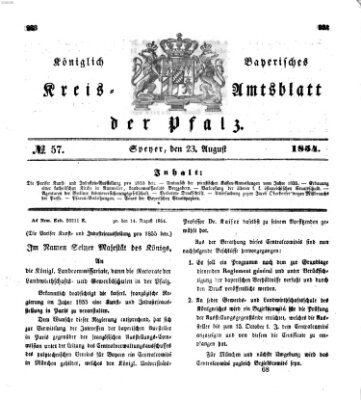 Königlich-bayerisches Kreis-Amtsblatt der Pfalz (Königlich bayerisches Amts- und Intelligenzblatt für die Pfalz) Mittwoch 23. August 1854