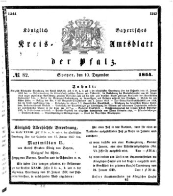 Königlich-bayerisches Kreis-Amtsblatt der Pfalz (Königlich bayerisches Amts- und Intelligenzblatt für die Pfalz) Sonntag 10. Dezember 1854