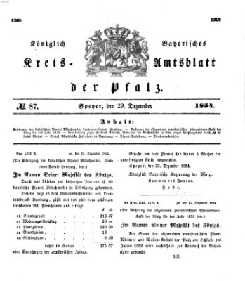 Königlich-bayerisches Kreis-Amtsblatt der Pfalz (Königlich bayerisches Amts- und Intelligenzblatt für die Pfalz) Freitag 29. Dezember 1854