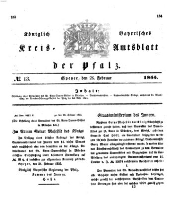 Königlich-bayerisches Kreis-Amtsblatt der Pfalz (Königlich bayerisches Amts- und Intelligenzblatt für die Pfalz) Montag 26. Februar 1855