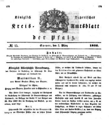 Königlich-bayerisches Kreis-Amtsblatt der Pfalz (Königlich bayerisches Amts- und Intelligenzblatt für die Pfalz) Montag 5. März 1855