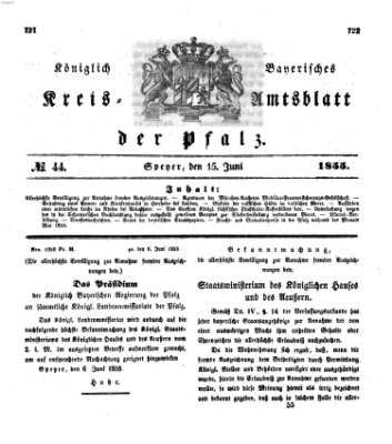 Königlich-bayerisches Kreis-Amtsblatt der Pfalz (Königlich bayerisches Amts- und Intelligenzblatt für die Pfalz) Freitag 15. Juni 1855