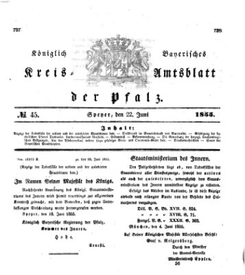 Königlich-bayerisches Kreis-Amtsblatt der Pfalz (Königlich bayerisches Amts- und Intelligenzblatt für die Pfalz) Freitag 22. Juni 1855