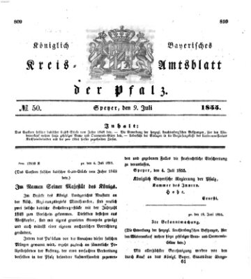 Königlich-bayerisches Kreis-Amtsblatt der Pfalz (Königlich bayerisches Amts- und Intelligenzblatt für die Pfalz) Montag 9. Juli 1855