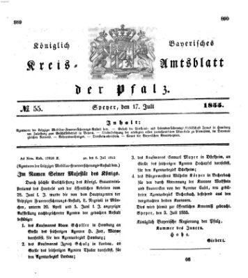 Königlich-bayerisches Kreis-Amtsblatt der Pfalz (Königlich bayerisches Amts- und Intelligenzblatt für die Pfalz) Dienstag 17. Juli 1855