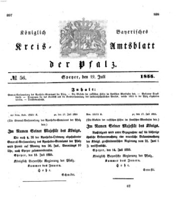 Königlich-bayerisches Kreis-Amtsblatt der Pfalz (Königlich bayerisches Amts- und Intelligenzblatt für die Pfalz) Donnerstag 19. Juli 1855