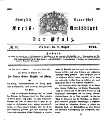 Königlich-bayerisches Kreis-Amtsblatt der Pfalz (Königlich bayerisches Amts- und Intelligenzblatt für die Pfalz) Donnerstag 30. August 1855