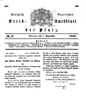 Königlich-bayerisches Kreis-Amtsblatt der Pfalz (Königlich bayerisches Amts- und Intelligenzblatt für die Pfalz) Freitag 7. September 1855