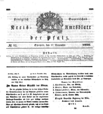 Königlich-bayerisches Kreis-Amtsblatt der Pfalz (Königlich bayerisches Amts- und Intelligenzblatt für die Pfalz) Samstag 10. November 1855