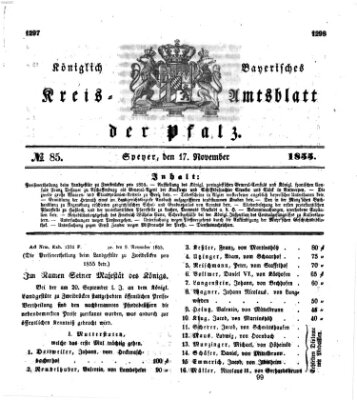 Königlich-bayerisches Kreis-Amtsblatt der Pfalz (Königlich bayerisches Amts- und Intelligenzblatt für die Pfalz) Samstag 17. November 1855