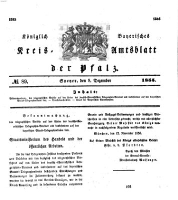 Königlich-bayerisches Kreis-Amtsblatt der Pfalz (Königlich bayerisches Amts- und Intelligenzblatt für die Pfalz) Samstag 8. Dezember 1855