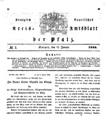 Königlich-bayerisches Kreis-Amtsblatt der Pfalz (Königlich bayerisches Amts- und Intelligenzblatt für die Pfalz) Montag 11. Januar 1858