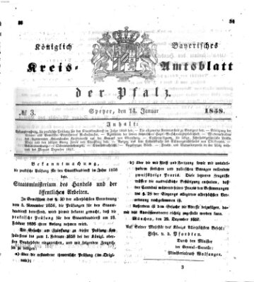 Königlich-bayerisches Kreis-Amtsblatt der Pfalz (Königlich bayerisches Amts- und Intelligenzblatt für die Pfalz) Donnerstag 14. Januar 1858