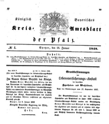 Königlich-bayerisches Kreis-Amtsblatt der Pfalz (Königlich bayerisches Amts- und Intelligenzblatt für die Pfalz) Montag 18. Januar 1858