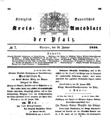 Königlich-bayerisches Kreis-Amtsblatt der Pfalz (Königlich bayerisches Amts- und Intelligenzblatt für die Pfalz) Samstag 30. Januar 1858