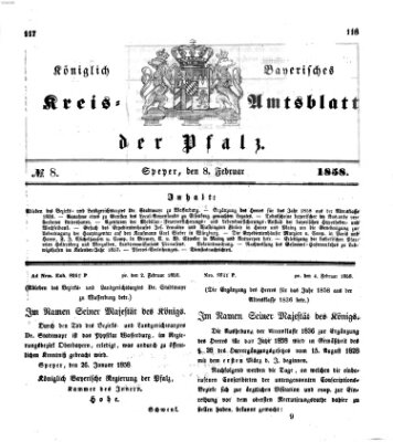 Königlich-bayerisches Kreis-Amtsblatt der Pfalz (Königlich bayerisches Amts- und Intelligenzblatt für die Pfalz) Montag 8. Februar 1858