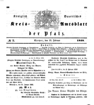 Königlich-bayerisches Kreis-Amtsblatt der Pfalz (Königlich bayerisches Amts- und Intelligenzblatt für die Pfalz) Samstag 13. Februar 1858