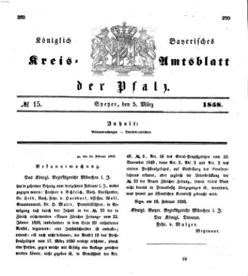 Königlich-bayerisches Kreis-Amtsblatt der Pfalz (Königlich bayerisches Amts- und Intelligenzblatt für die Pfalz) Freitag 5. März 1858